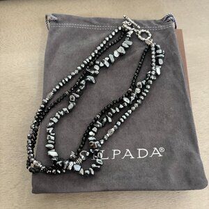 Silpada Black and Silver Multi-Strand Beaded Necklace